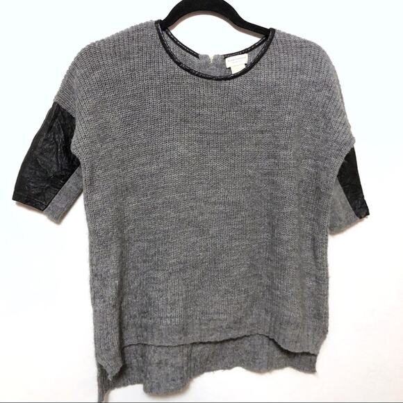 Club Monaco short sleeve sweater leather sleeves - Picture 1 of 4